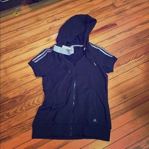 Adidas short slv hoodie w zip Black with grey. New